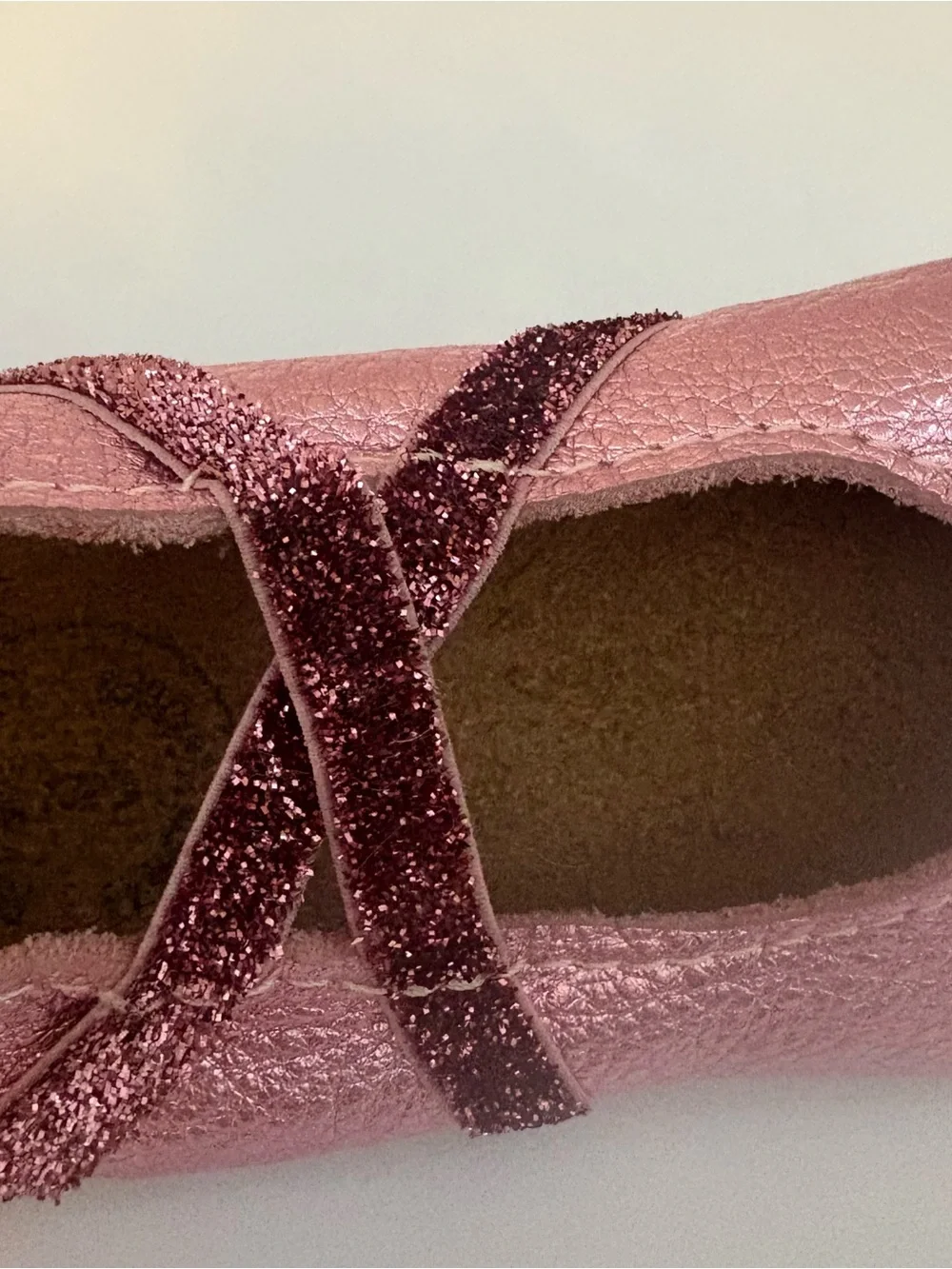 Freshly Picked frosted rose shiny metallic ballet slipper size 5